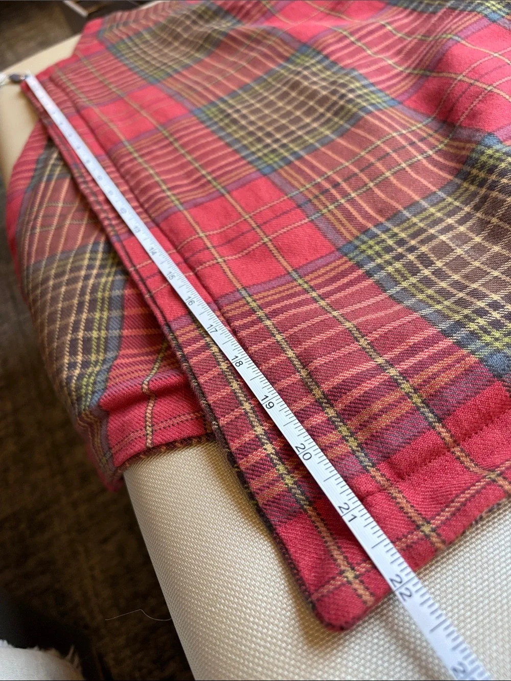 Lauren, Ralph Lauren plaid Square Red and Brown pillow case set